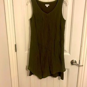JJill v-neck‎ sleeveless women’s S/P dress. Soft 83% Tencel material dark green.